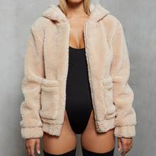 Plush Fleece Coat Plus Size 5XL Women Winter Fluffy 2019 Solid Long Sleeve Hooded Zipper Fake Fur Wollen Coat Female Overcoat 2024 - buy cheap