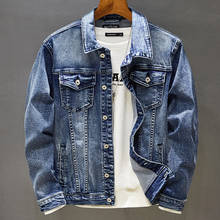 Fashion Men's Jacket Denim Clothes Autumn and Winter Casual Cotton Cowboy Outerwear Male Oversize Light Blue Jean Coats for Boys 2024 - buy cheap