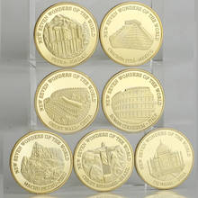 7pcs/lot New Seven Wonders of The World Coins Gold Plated Souvenir Coins 2024 - buy cheap