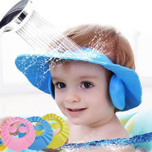 Bonés de banho para crianças, chapéu com viseira ajustável à prova d'água para banho de bebês, shampoo, proteção orelha, chapéu infantil 2024 - compre barato