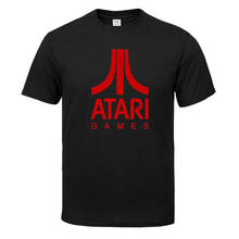 Camiseta de manga curta do colar redondo dos homens do algodão clássico original da forma dos jogos de atari 2024 - compre barato