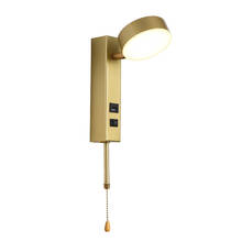 Lámpara de pared USB creativa europea con interruptor de cremallera, lámparas LED de pared para mesita de noche, lámparas led doradas y negras, luces de pared para pasillo y escalera 2024 - compra barato