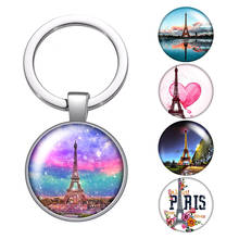 Llavero romántico de la Torre Eiffel para hombre y mujer, llavero de cabujón de cristal de París, bolso, llavero de coche, soporte, llaveros plateados, regalo 2024 - compra barato