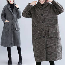 Abrigo de lana mezclado para mujer, gabardina de lana con capucha de medio largo, ropa de abrigo de cuadros de un solo pecho para mujer W213 2020 2024 - compra barato