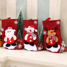 Christmas lovely gift bag Large Christmas stockings Santa Elk fabric gift socks for children fireplace tree Christmas decoration 2024 - buy cheap