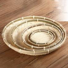 Handmade Bamboo Weave Round Storage Tray Fruit Dish Rattan Bread Basket for Picnic Sundry Container Kitchen Storage Tray 2024 - buy cheap