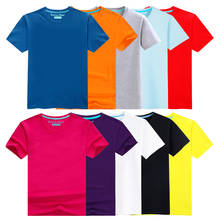Детская Однотонная футболка, топы для мальчиков и девочек, однотонная хлопковая одежда для малышей, яркие цвета, детские летние футболки 2024 - купить недорого