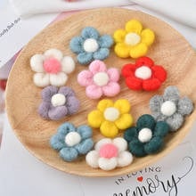 Handmade Wool Felt Spring Flowers Patch Sticker 10pcs 35-40mm Colorful Jewelry Floral Hair Jewelry Bow Center Clip Decoration 2024 - buy cheap