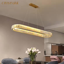Modern Luxury Brass Chandelier Light LED Oval Clear Crystal Hanging Lamp Indoor Decorative Light Fixture for Living Room Kitchen 2024 - buy cheap