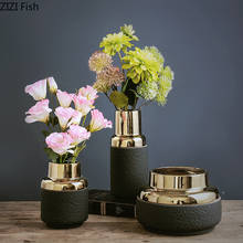 Creativity Ceramics Vase Golden Flower Arrangement Living Room Decoration European Porcelain Vases for Flowers Modern Home Decor 2024 - buy cheap