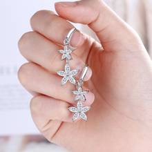 Luxury White Crystal Flower Dangle Earrings Bridal Cubic Zirconia White Gold Plated Wedding Earrings Engagement Women Jewelry 2024 - buy cheap