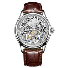 Relógio masculino esqueleto mecânico, relógio masculino de couro de luxo, à prova d'água, aço inoxidável, 2021 2024 - compre barato