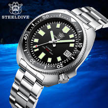 STEELDIVE-Reloj de pulsera para hombre, pulsera con esfera negra, NH35, Japón, 44MM, bisel de cerámica, superverde, luminoso, impermeable, 200M, SD1970 2024 - compra barato