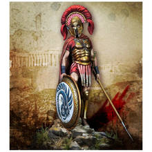 Figura de resina do guerreiro grego antigo com base, 1/24, 75mm, kits de modelo em miniatura, sem pintura 2024 - compre barato