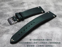 Pulseira feita à mão 20mm 21mm 22mm, pulseira de couro legítimo de cavalo louco, pulseira de relógio de alta qualidade, pulseira de linha grossa 2024 - compre barato
