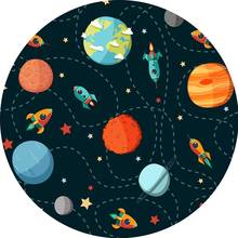 Круг фон белый цвет пространство фон для фотосъемки с рисунком внешняя планета "Звездное небо" космический корабль вечеринка для мальчика день рождение Декор баннер винил 2024 - купить недорого