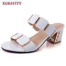 XGRAVITY-Zapatillas de tacón alto con punta abierta para mujer, sandalias informales con diamantes de imitación, zapatos negros, 2020 2024 - compra barato
