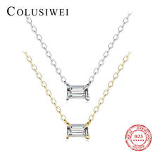 Colusiwei Authentic 925 Sterling Silver Emerald Cut Clear CZ Pendant Necklace for Women Link Chain Necklace Wedding Jewelry 2024 - buy cheap