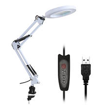 Lámpara de escritorio con lupa DE 5X, luz LED, lámpara de lectura plegable con tres modos de atenuación, fuente de alimentación USB 2024 - compra barato