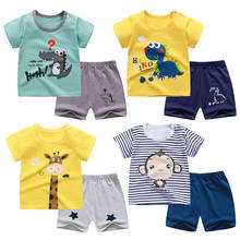 Algodón verano bebé niños pantalones cortos suaves traje camiseta niño y niña niños dinosaurio ropa linda material barato para 0-6Y 2024 - compra barato