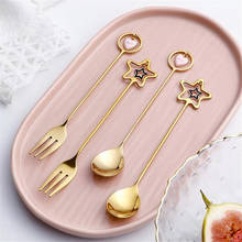 304 Stainless Steel Creative Cute Coffee Spoon Small Pendant Long Handle Water Cup Stirring Spoon Dessert Salad Fruit Fork 1PCS 2024 - buy cheap