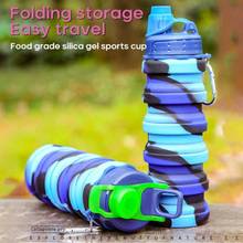 2Types Foldable Water Bottle Leakproof Fold Silicone Cute Water Bottles Kids Cup With Straw Outdoor Hiking Camping 500ml/17OZ 2024 - buy cheap