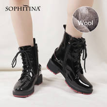 SOPHITINA Shoes Women Fashion Comfortable Patent Leather High Quality Ladies Boots Zipper Lace-Up Winter Warm Women Boots C824 2024 - buy cheap