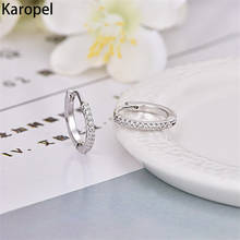 Karopel 925 Sterling Silver Simple Single Row Zircon Hoop Earrings for Women Brincos Oorbellen Pendientes Jewelry 2024 - buy cheap