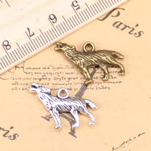 12pçs amuletos de lobo howling, pingentes antigos de 26x20mm, joias tibetanas vintage de prata, faça você mesmo para pulseira e colar 2024 - compre barato