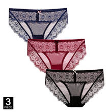 Bragas transparentes de encaje para mujer, ropa interior Sexy, transpirable, 3 unids/set por juego, envío directo 2024 - compra barato