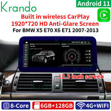 Krando Android 11.0 6G 128G 12.3 INCH Car Radio Audio For BMW X5 E70 X6 E71 F15 2007-2017 CIC CCC Multimedia Wireless Carplay 2024 - buy cheap