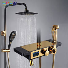 Digital Shower Set SDSN Rainfall Waterfall Hand Shower Head Solid Brass Bathroom Shower Faucet Pressure Thermostatic Shower Set 2024 - buy cheap