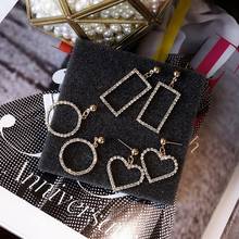 earrings for women oorbellen hangers statement chain pendientes largos tassel trendy geometric Euro-American Crystal heart shape 2024 - buy cheap