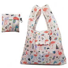 2019 Women Foldable Eco Shopping Bag Tote Pouch Portable Reusable Grocery Storage Bag Cactus Flamingo Dots Free Shipping 2024 - buy cheap