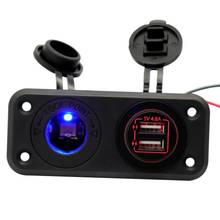 Dual USB Socket Panel with Screw Waterproof Power Socket Adapter Kit Dual USB Ports for 12V-24V Car Boat Marine RV 2024 - buy cheap