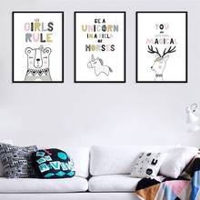 Girl's Room Children's Room Decoration Painting Wall Hanging Painting Frameless Canvas Wall Art Cuadros Decoracion Salon Poster 2024 - buy cheap
