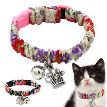 Collar de seguridad con cascabel y colgantes de cristal para gato, Collar elástico ajustable de estilo japonés para gatitos y mascotas, cachorros 2024 - compra barato