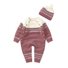 Newborn Baby Rompers Hats Clothes Autumn Winter Causal Infant Boys Girls Outerwear Jumpsuit Outfit Sets Toddler Knitted Sweaters 2024 - buy cheap