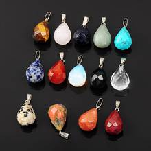 Free shipping Fashion 12pcs/lot wholesale assorted mixed natural stone water drop pendants Charms fit Necklaces jewelry making 2024 - buy cheap