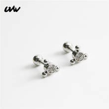 UVW489 2pc Stainless Steel CZ Cartilage Earrings Studs Lobe Tragus Helix Flat Piercing Jewelrys for Women Men Brincos 2024 - buy cheap