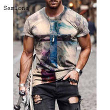 Mens Fashion Shirt Basic Tops New Patchwork Cross Print T-shirt 2021 Summer Casual Pullovers Plus Size 4xl 5xl Men Tees Clothing 2024 - buy cheap