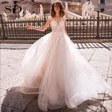 SoDigne Boho Lace Wedding Dress Luxury Appliques Cap Sleeves Bohemian Bridal Dress Princess Wedding Gown Custom Made 2024 - buy cheap