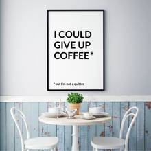Настенный плакат с забавными кофейными цитатами, современный минималистичный художественный Декор на холсте в виде кофе-бара, черного и белого цветов, офисное украшение для стен 2024 - купить недорого