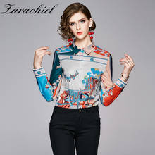 2021 Fashion OL Style Office Ladies Carriage Chain Flower Print Blouses Spring Autumn Long Sleeve Chiffon Blouse Women Shirt Top 2024 - buy cheap