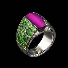 Modyle Large purple Stone Ring For Women Wedding Gift Luxury Jewelry Silver Color Green Cubic Zirconia Ring 2024 - buy cheap