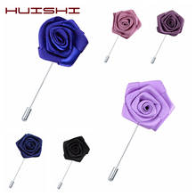 HUISHI Mens Brooches For Suits Rose Fabric Flower Simple Pin Brooch Men Suit Collar Lapel Pin Men Women Wedding Banquet Jewelry 2024 - buy cheap