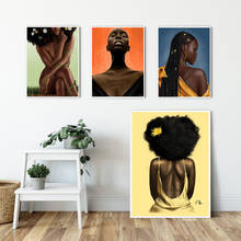 African Art Black Girl Woman Portrait Painting on Canvas Cuadros Poster and Print Scandinavian Wall Art Picture for Living Room 2024 - buy cheap