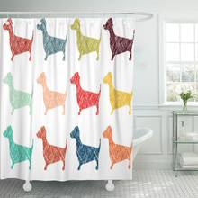 Cortina de ducha con diseño de perro Dachshund para niños, juego de cortinas de poliéster con ganchos, 72x78 pulgadas 2024 - compra barato