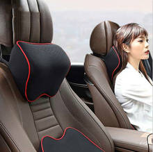 Almohadas para el cuello del coche, reposacabezas de algodón con memoria, de cuero, transpirable, accesorios interiores 2024 - compra barato