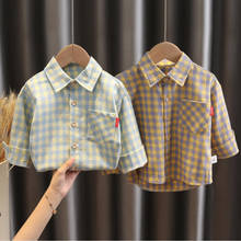 Children Shirts Cotton Plaid Full-sleeved Kids Boy's Shirts Clothing For 1-5 Years Wear in school Cute Cartoon Baby Girl Blouse 2024 - buy cheap